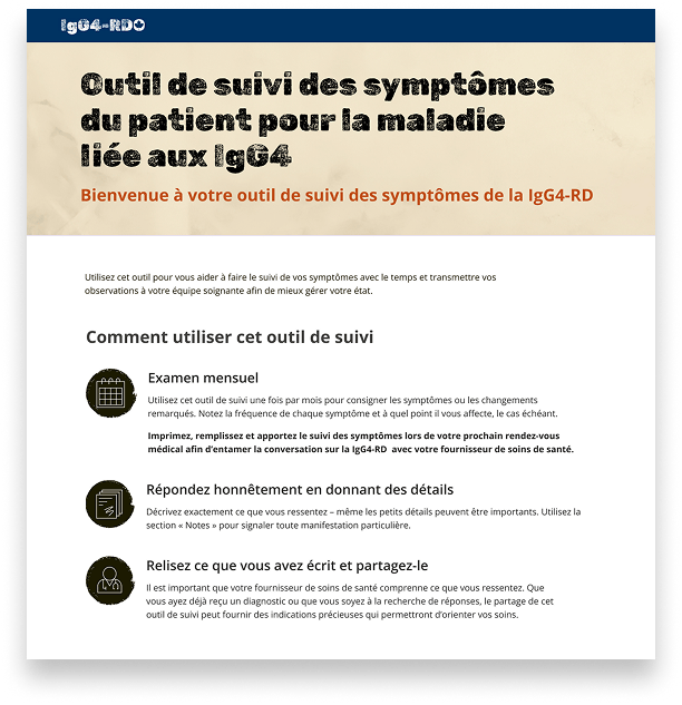 Outil de suivi des symptômes du patient pour la maladie liée aux IgG4
